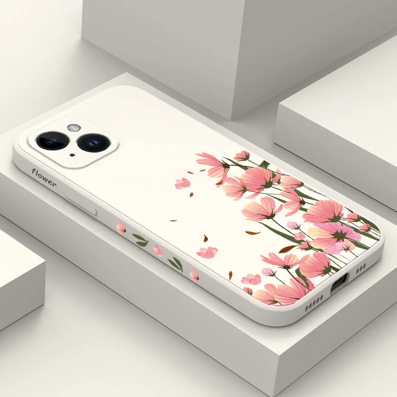 

Sunrise Safflower Phone Case For iPhone 14 13 12 11 Plus Pro Max Mini X XR XS SE2020 8 7 6 6S Plus Liquid Silicone Cover