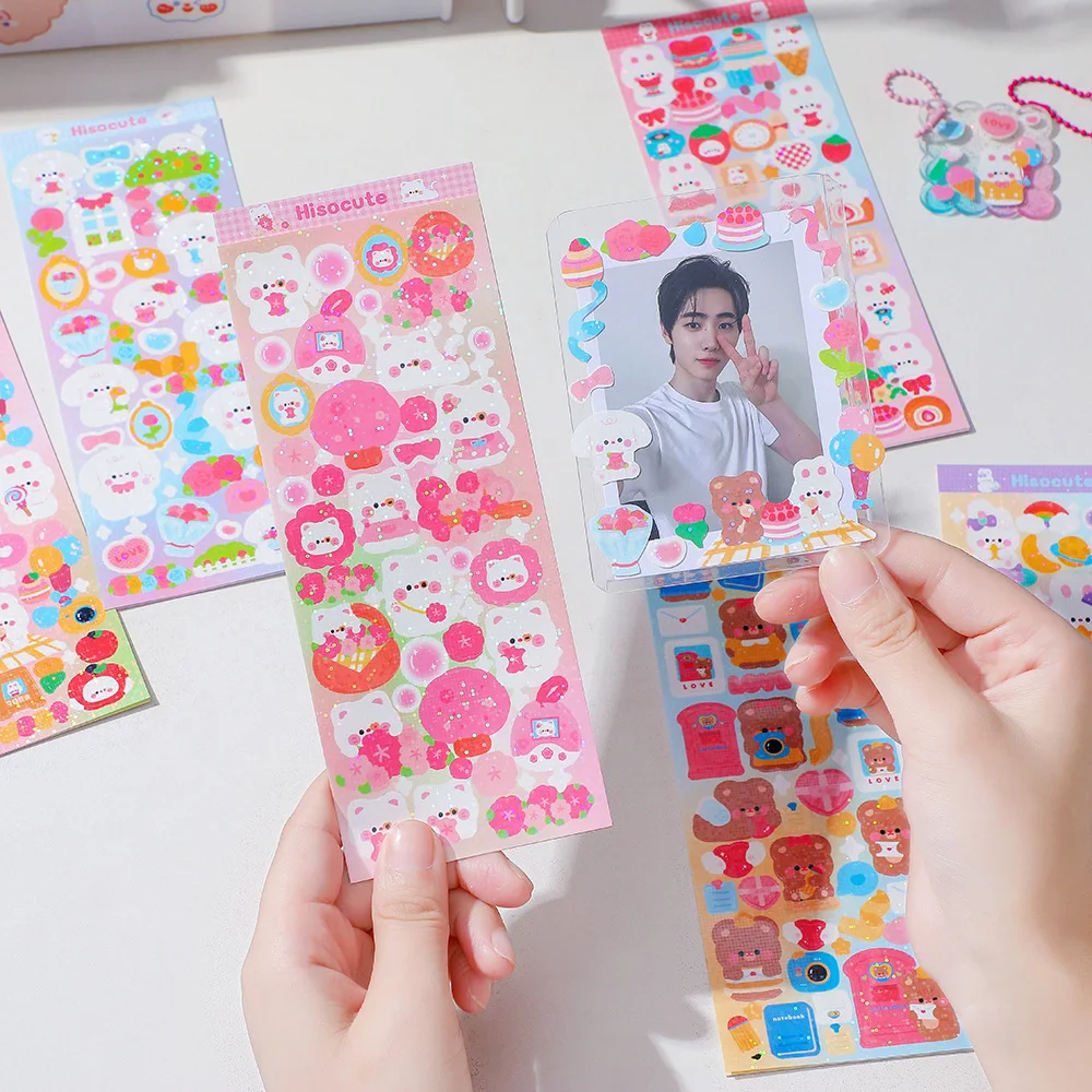 

1pc Cartoon Laser Photocard Stickers DIY Kpop Idol Album Bling Sticker Photo Frame Cute Scrapbook Stationery Decoration Material