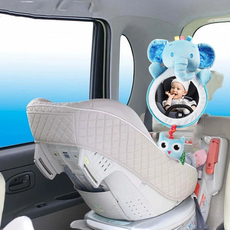 

New Cute Baby Rear Facing Mirrors with rattle Adjustable Car Baby Mirror Safety Car Back Seat View Mirror for Kids Child Toddler