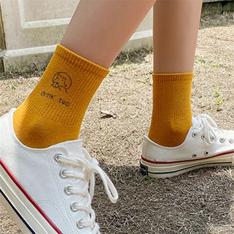 5 пар/упаковка женские носки в Корейском стиле