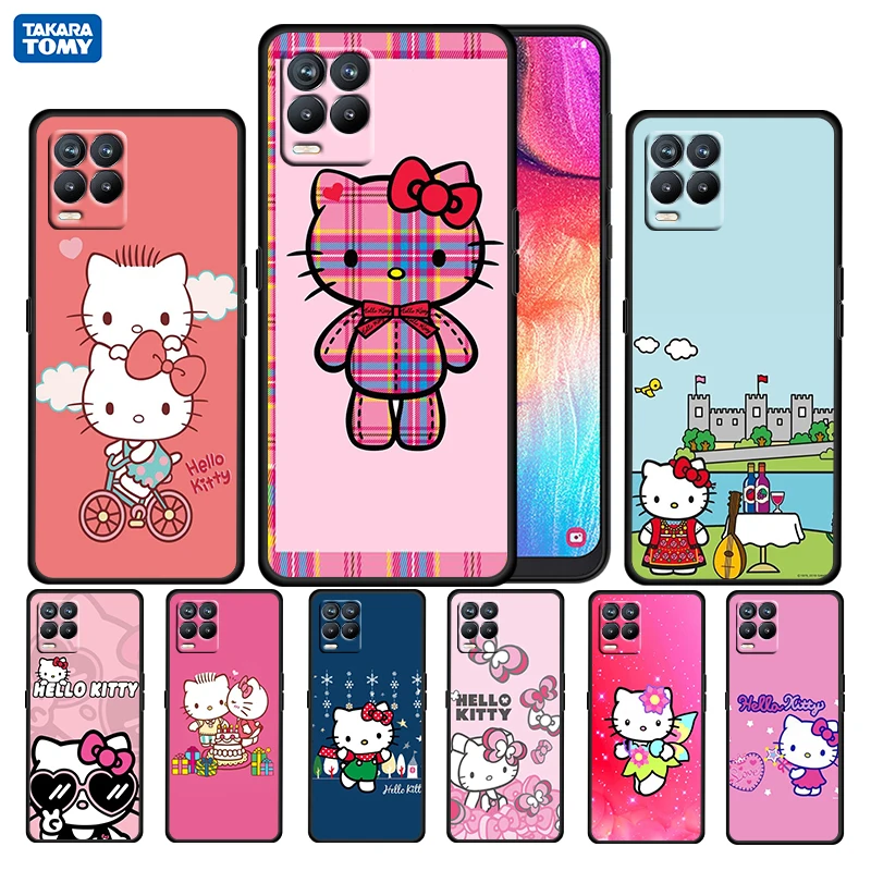 

Anime HelloKitty Cute Girls For OPPO Realme GT Neo Master Edition 9i 8 7 Pro C21S Narzo 30 Soft Silicone Black Phone Case Capa