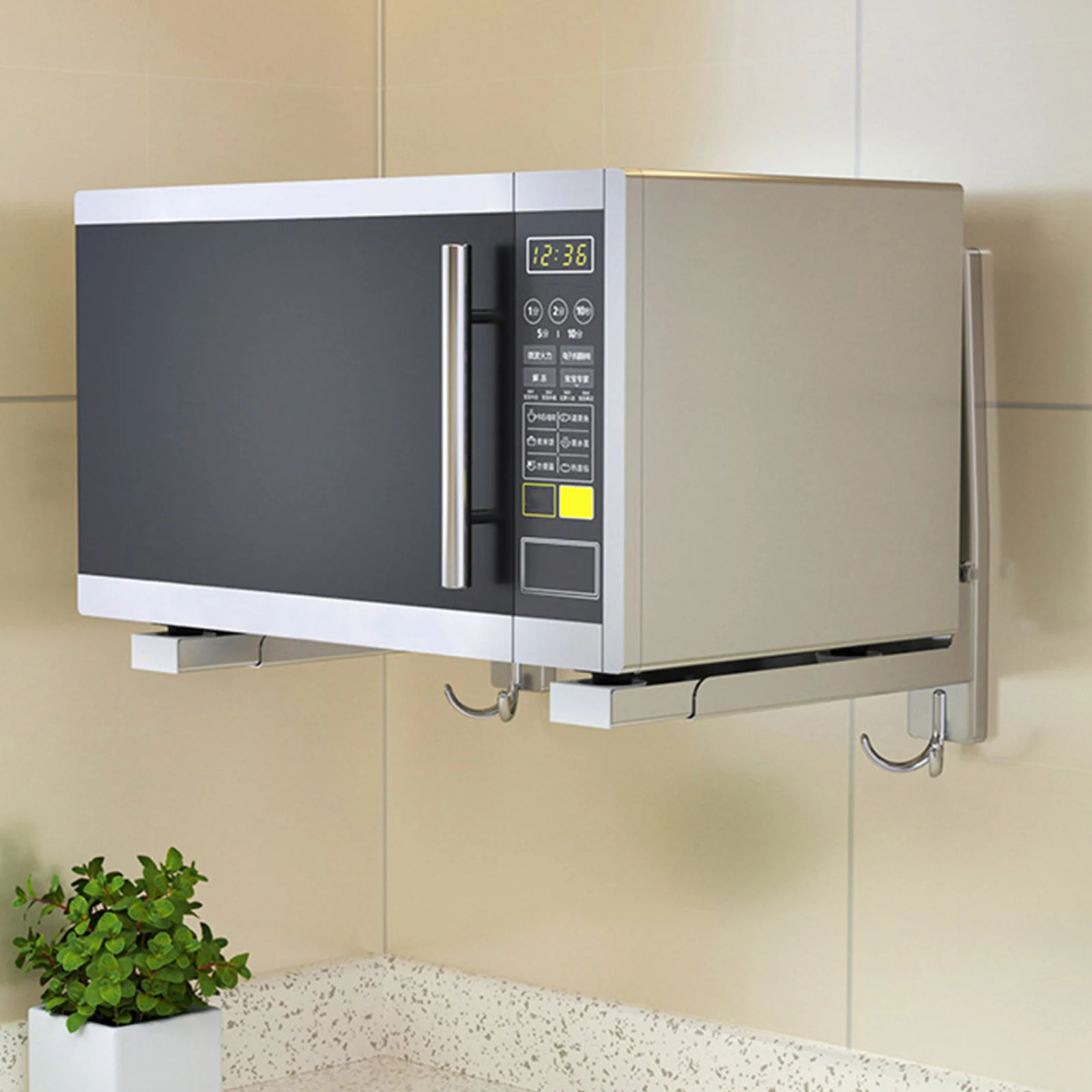 Полка для микроволновой печи из нержавеющей стали регулируемая настенная