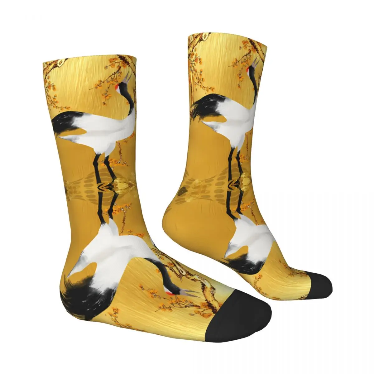 Мужские носки с принтом Золотые журавли из японского искусства полиэстера