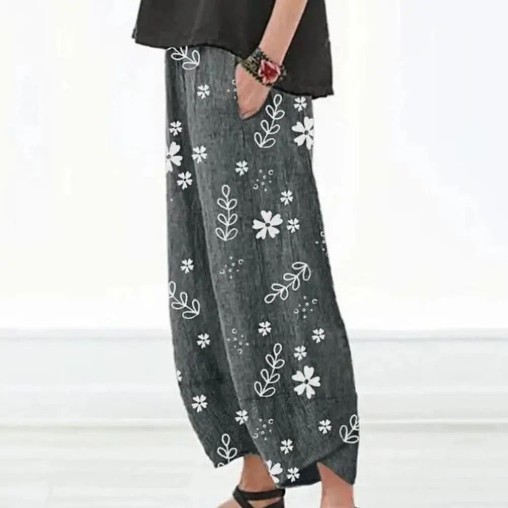 Универсальные женские спортивные брюки с цветочным принтом и эластичным поясом, уличная одежда
