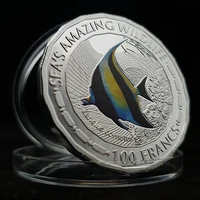 silver plated wildlife zanclus cornutus fish commemorative coins collectibles for collection gifts business