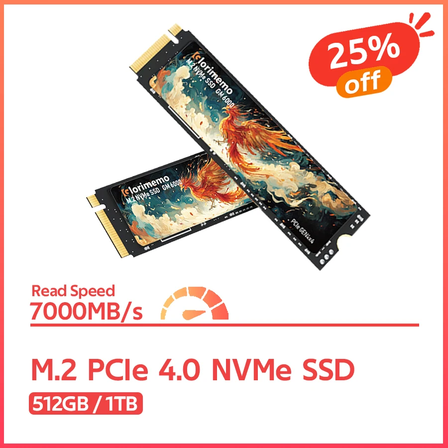 Glorimemo M.2 NVMe PCIe Gen4x4 2280 1 ТБ 7000 МГц Внутренний твердотельный накопитель 3D TLC NAND Flash PCIE