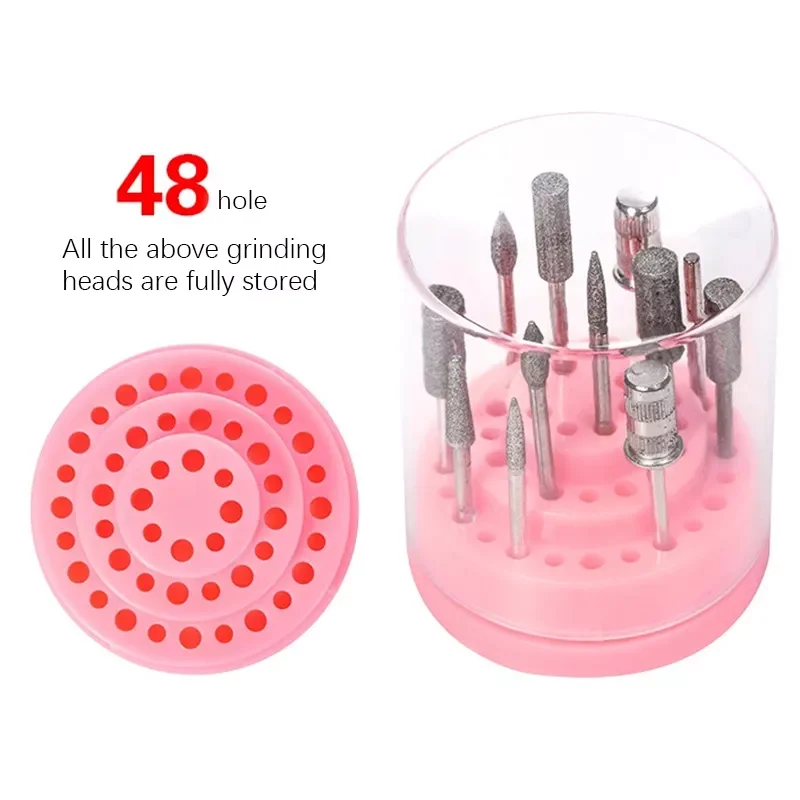 

NEW2023 Drill Bits Holder Stand Display 48 Holes Nail Drill Showing Shelf Organizer Container Mill Cutter Case Manicure Accessor