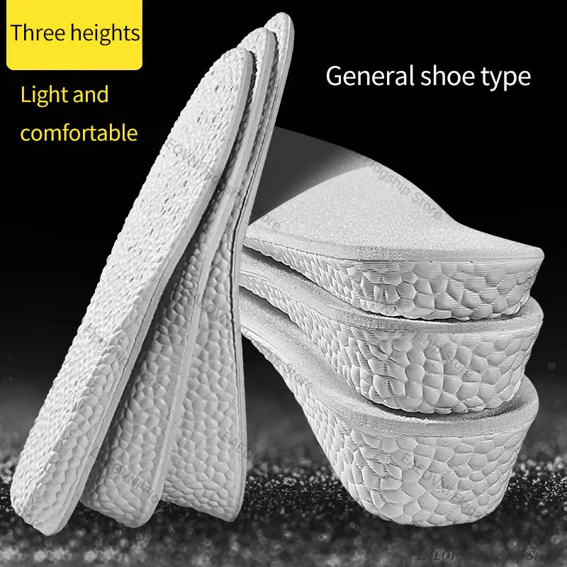 2023New Height Increased Insole Memory Foam Breathable Unisex Shoes Inner Sole Shoe Insert Lift Heel Comfort Heightening Insoles