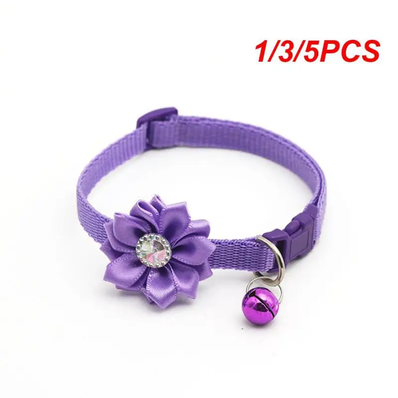 

1/3/5PCS Small Cat Dog Collar Flower Bell Pet Neck Strap Adjustable Easy Wear Buckle Lovely Cat Necklace Cat Accessories