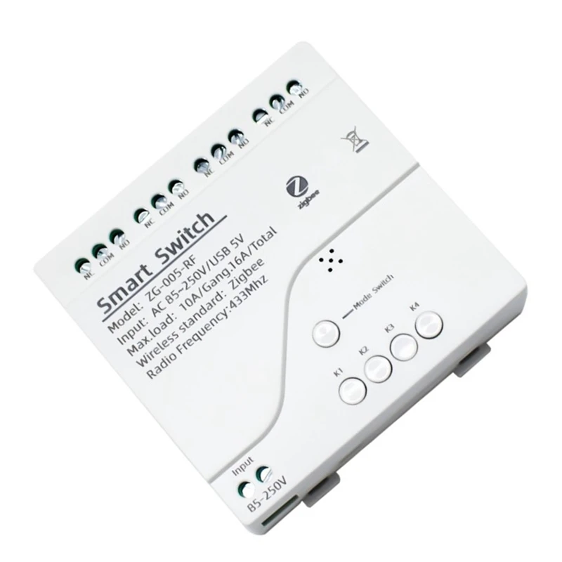 

4CH Zigbee Smart Light Switch Module AC 85-250V RF433 Receive 10A Relays 433Mhz Remote Work With Alexa Google Assistant