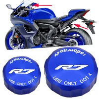 front rear brake reservoir covers for yamaha yzf r7 2021 2022 yzfr7 yzf r7 motorcycle oil fluid cylinder brake pump cap logo r7