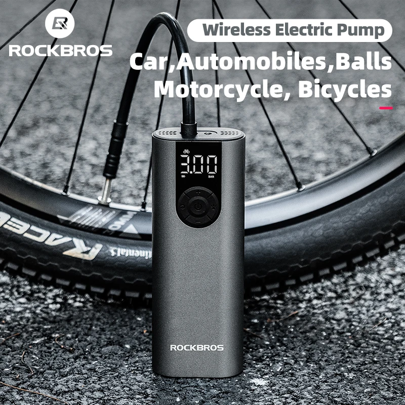 ROCKBROS Cycling Pump Electrical Air 150PSI Fast Inflation Motorcycle 2600mAh Type-C Charge Ball Pump Car Electrical Air Pump