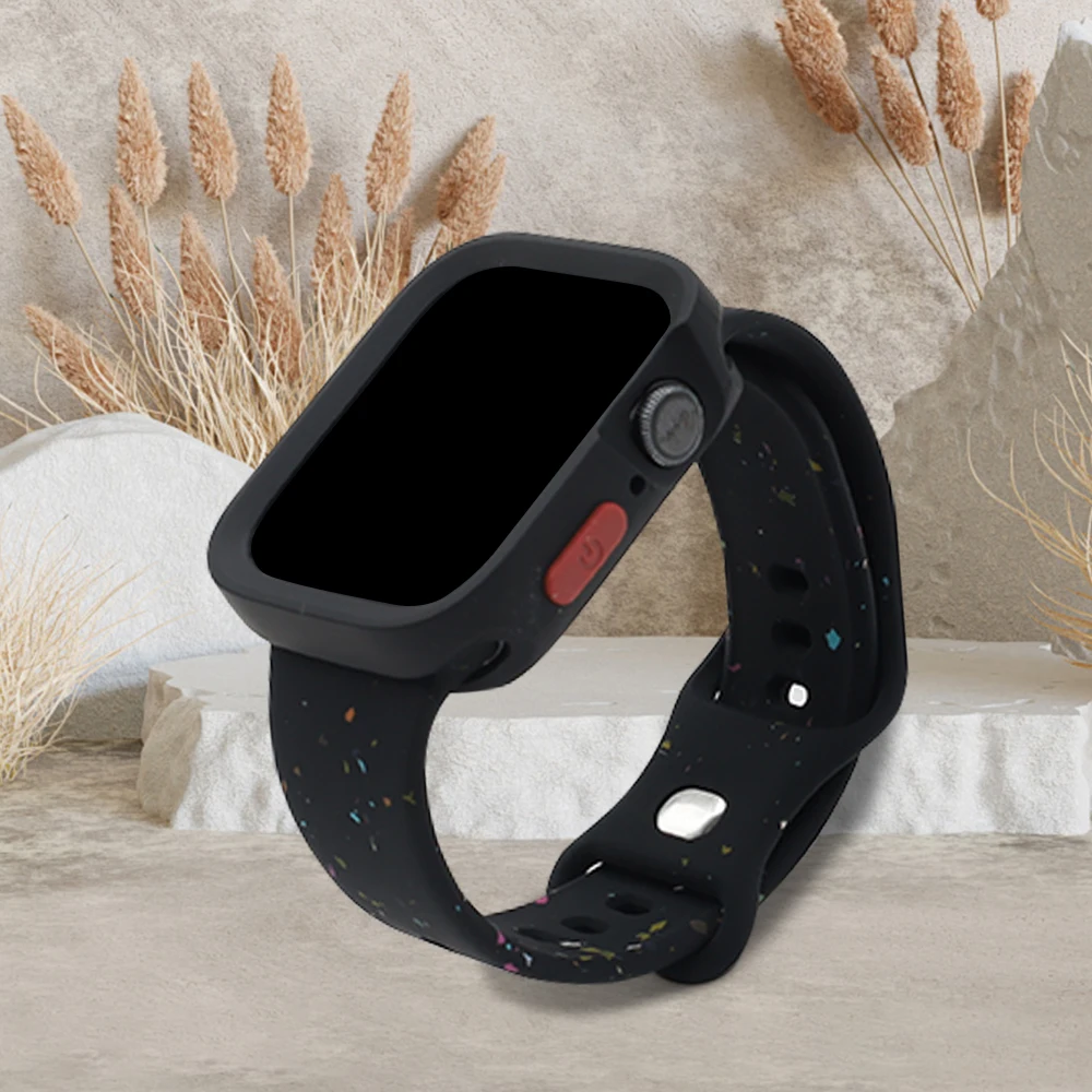 Спортивный ремешок + чехол для Apple Watch 38/40/41/42/44/45/46/49 мм мягкие дышащие браслеты iWatch