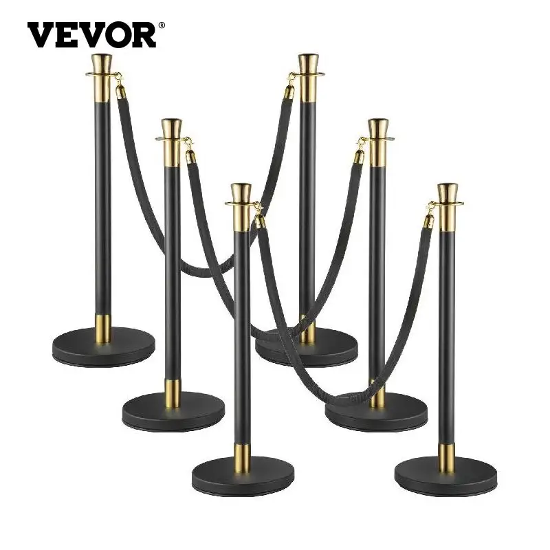 VEVOR 2 Pcs / 6 Pcs Set Velvet Rope Crowd Control Stanchion Queue Posts Stand Rope Barrier with Stable Base for Banks Airports