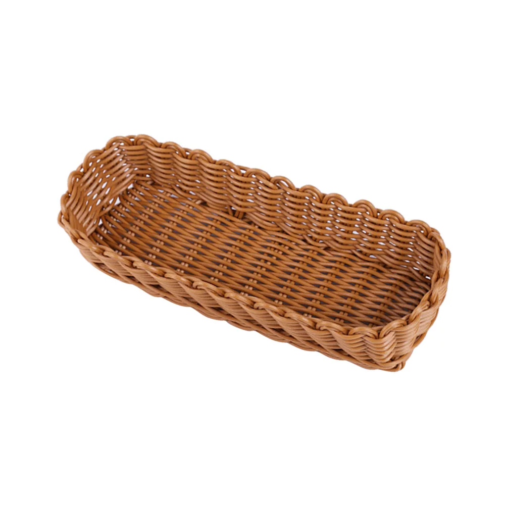 

1 pc Woven Basket Multifunction Desktop Rattan Tableware Organizer for Hotel