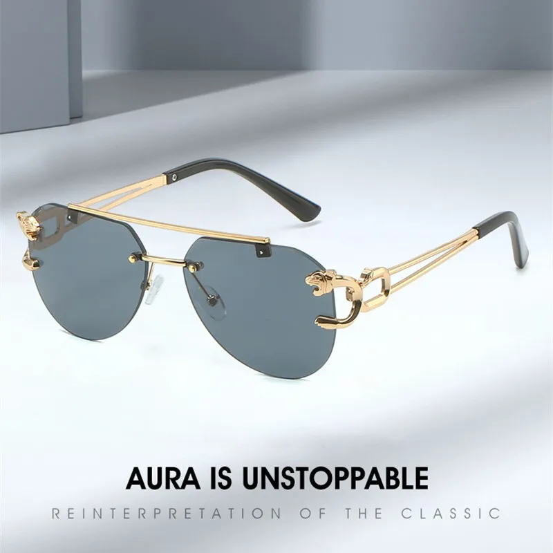 

Vintage Rimless Sunglasses Men Women Trendy Aviators Gradient Shades Sun Glasses Fashion New Double Bridge Uv400 Eyewear New