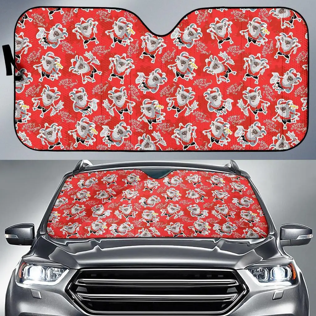 

Krampus Christmas Print Pattern Auto Sun Shade Car Windshield Window Cover Sunshade