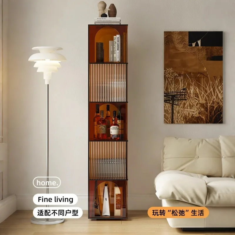 Фото Напольный угловой шкаф Yake Light Luxury для небольшой квартиры, гостиной, спальни, для хранения и демонстрации вещей. №2