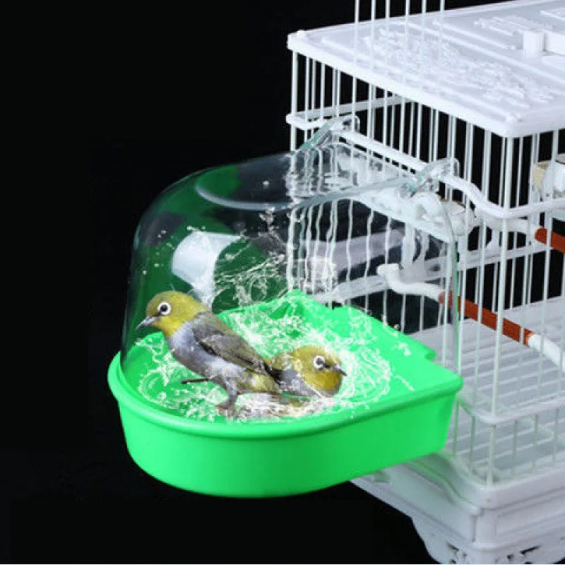 

Pet Birds Parrot Hanging Cage Small Bath Tub Bird Feeder Food Box Canary Parakeet Pets Toys Bird Cage Accessories Supplies