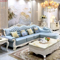 private custom european luxury villa solid wood carved living room full french small family simple european leather sofa