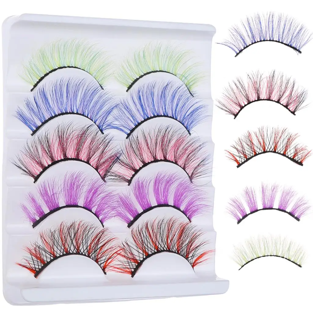 

10 Pairs Colored Lashes Strip Lashes 3D Faux Mink Lashes Fluffy with Color Lashes, Eyelashes False Lashes for Costume Cosplay