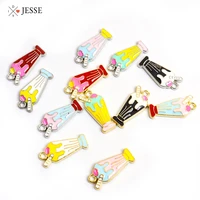 10pcs enamel ice cream charms alloy colorful pendant for jewelry making crafting cute necklace earring diy finding accessories