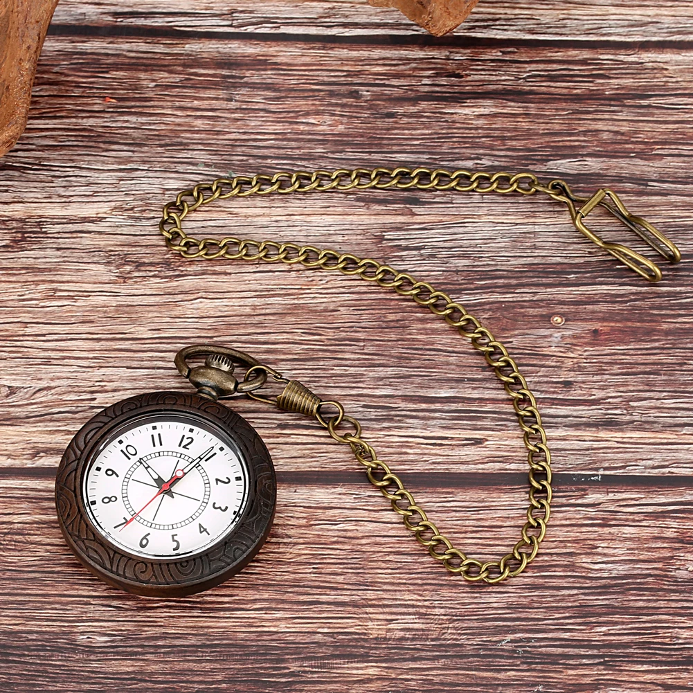 Quartz Pocket Watch Gift for Men Women Ebony Arabic Numeral Dial Luxury Wood Pocket Watch Necklace Pendant Montre De Poche