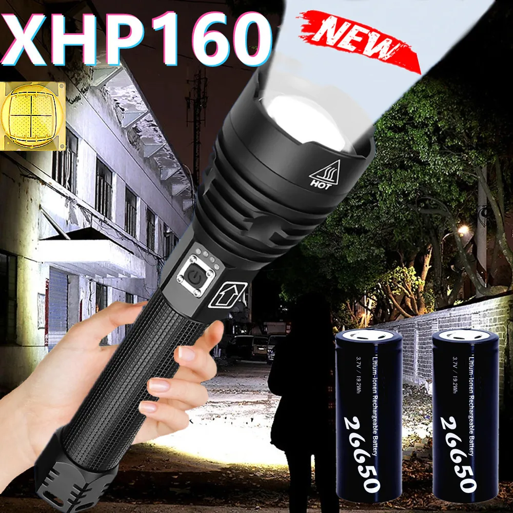 

Super XHP160 Powerful Led Flashlight 26650 Rechargeable Tactical Flashlight Usb Flash Light Torch Cree Xhp70.2 Led Lantern