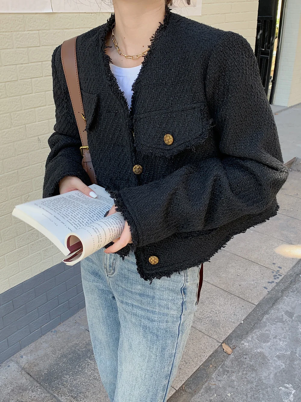 

Women's Fashion Office Lady Short Jacket Spring Autumn Ladies Vintage Tops