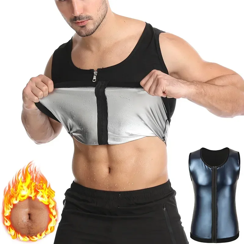 

Sweat Slimming Tank Burner Workout Trainer Corset Shaper Waist Sauna Weight Vest Loss Zipper Compression Top Body Fat Shirt Men
