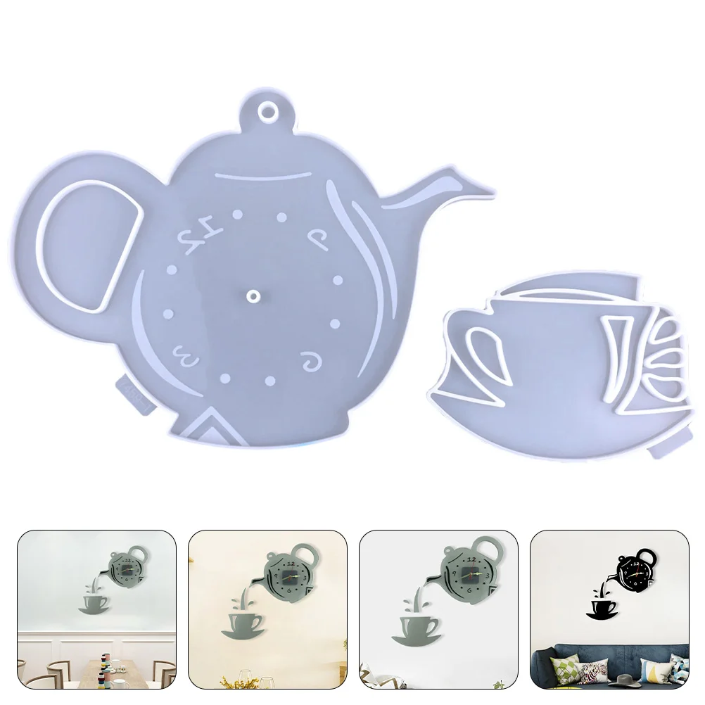 

Mold Clock Wall Silicone Resin Epoxy Molds Teapot Tea Casting Bar Coffee Mould Sculpture Dyy 3D Kettle Clocks Party Decor