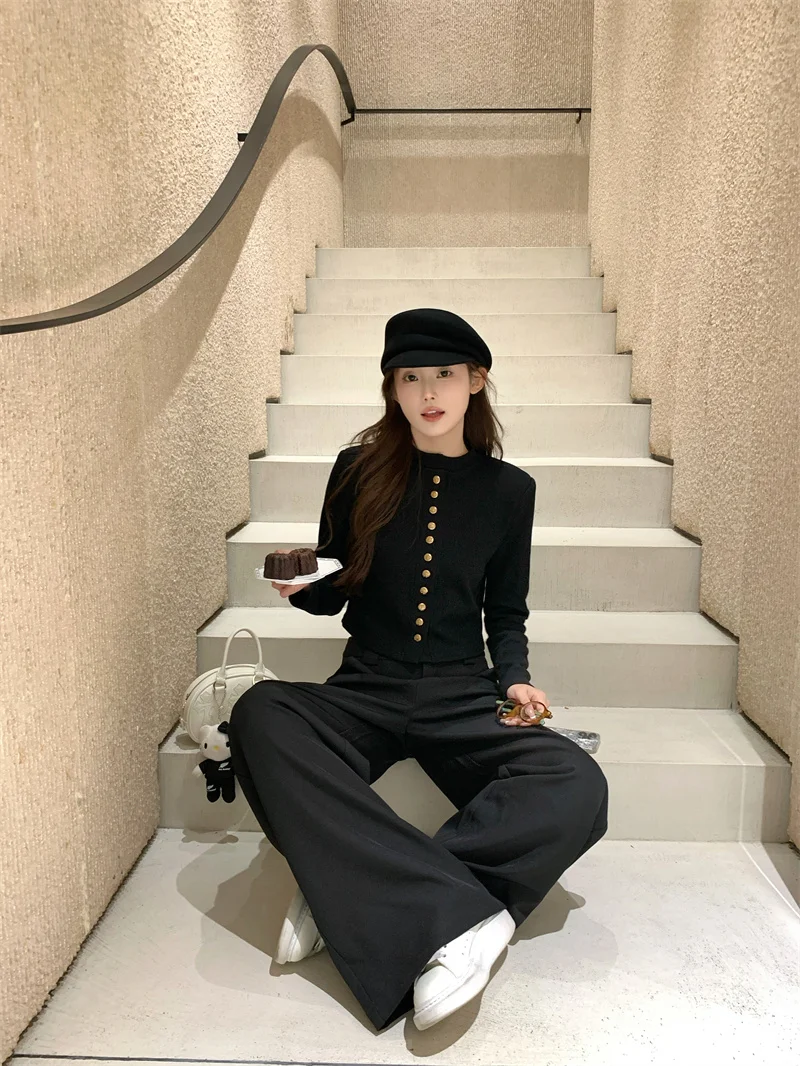 Pphome French sle изящная черная короткая верхняя одежда женская осенне-зимняя