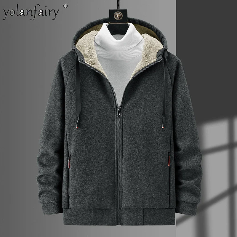 

Winter 2023 New Autumn Men’s Jackets Zip Up Hoodie Male Plush Hooded Sweater False Cashmere Sweat Oversize Cotton Jacket 8XL FCY
