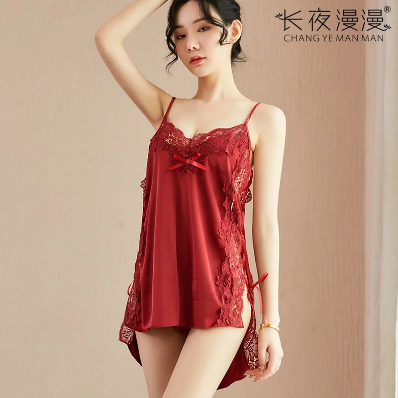 

sexy underwear pajamas Womens lingerie nightdress Ladies Intimates fun lace backless bandage home nightdress