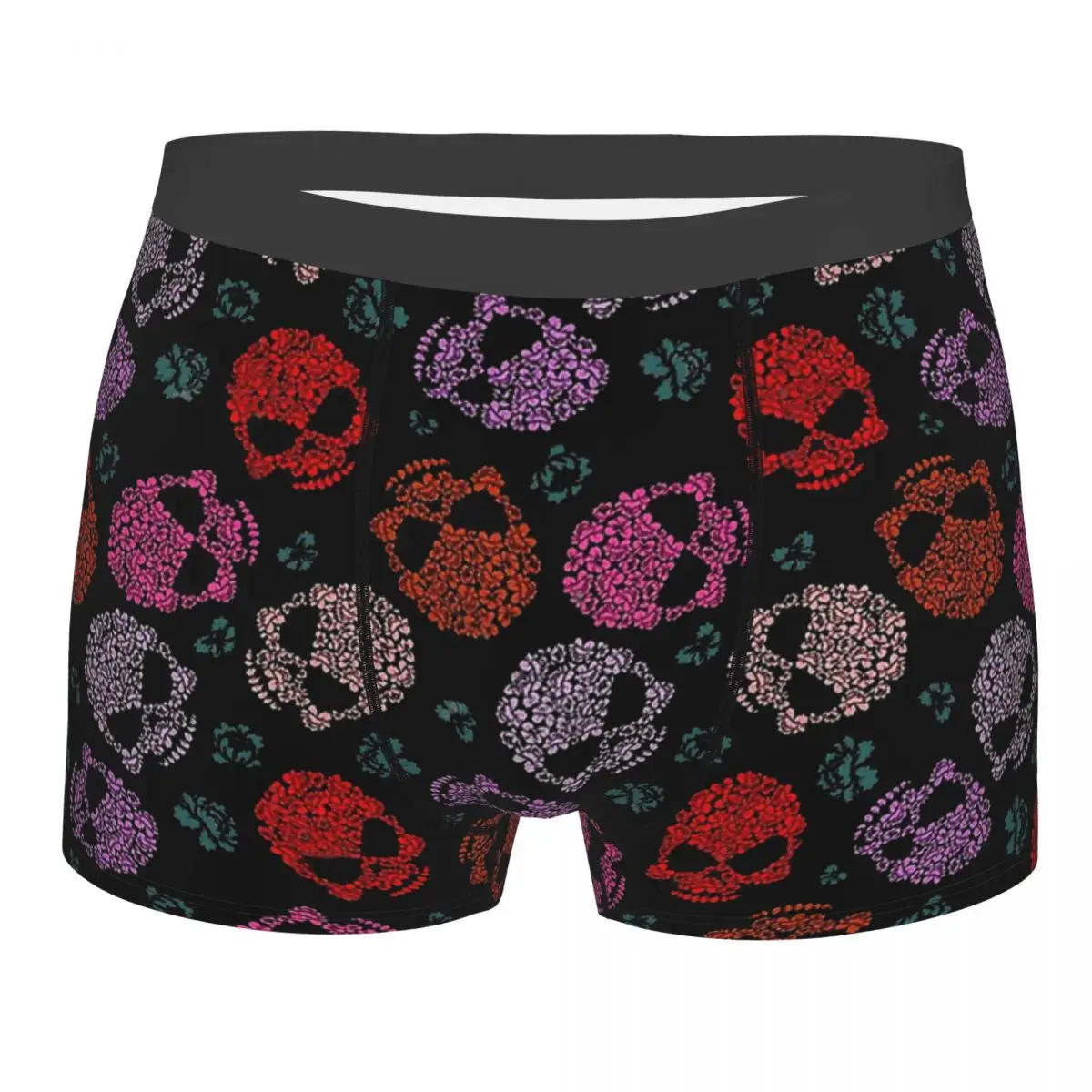 

Skulls Made Of Roses Flower And Skulls Underpants Homme Panties Male Underwear Print Shorts Boxer Briefs