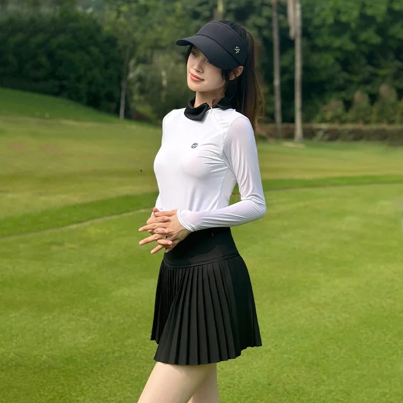 Женская тонкая рубашка с отложным воротником длинным рукавом и молнией