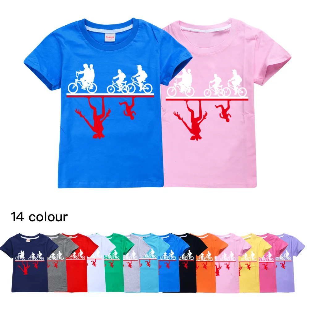 

Stranger Things Kids T-shirt Summer Boys Cotton Short Sleeve Casual Tees Children Clothes Cartoon Print Girls Tshirt O-neck Tops