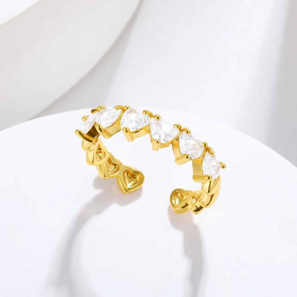 

Cute Heart Ring Gold Silver Color Adjustable Ring For Women Teens Rings for Women Fashion Jewelry Wedding Party Gifts 2023