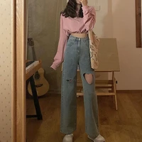 2021 women heart hole high waist jeans vintage black mom jeans y2k korean denim pants full length trouser harajuku streetwear