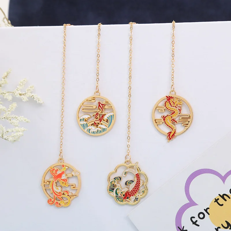 Закладка для книг с изображением дракона Феникса и карпа