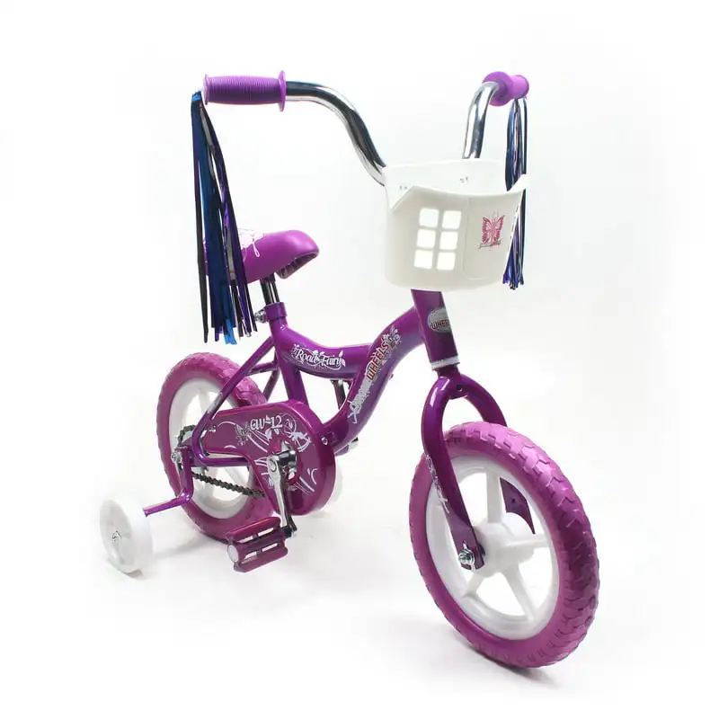 

12 In. Kid's Bike for 2-4 Years Old, for Girls with Front Basket, EVA Tires with Training Wheels and Coaster Brake, Purple