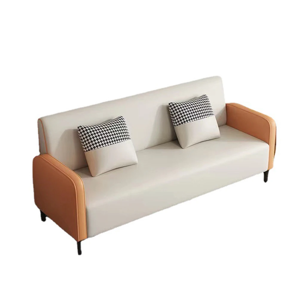 

Simple Living Room Sofa Business Visitor Office The Couch Three Seater Soft Breathable High Rebound Solid Wood Assembled