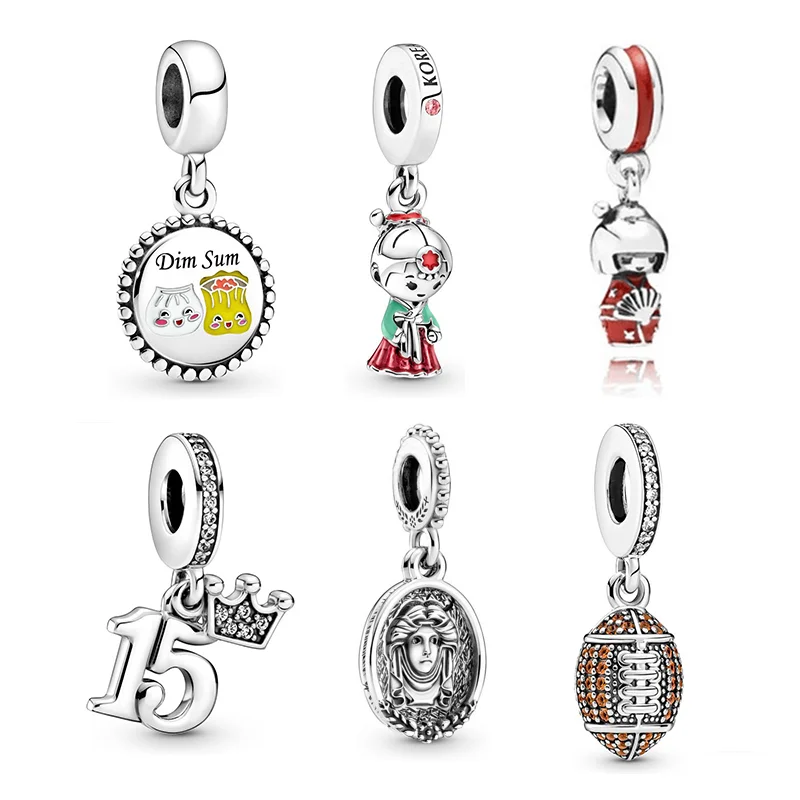 

LR 2022 Trend S925 Sterling Silver Beaded New Two-Piece Bracelet Digital Football Charm Fashion Girlfriend Gift Women's men's Pa