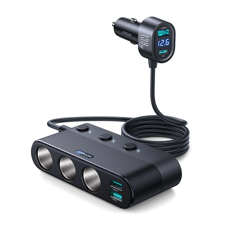 Адаптер зарядного устройства Joyroom 139 Вт 7 в 1 автомобильного Быстрая розетка PD QC3.0