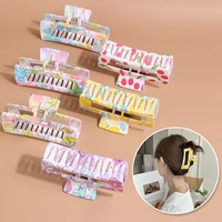 2022 new korea summer serie fruit printing hollow out large square non slip acrylic hair clip claw for women girls