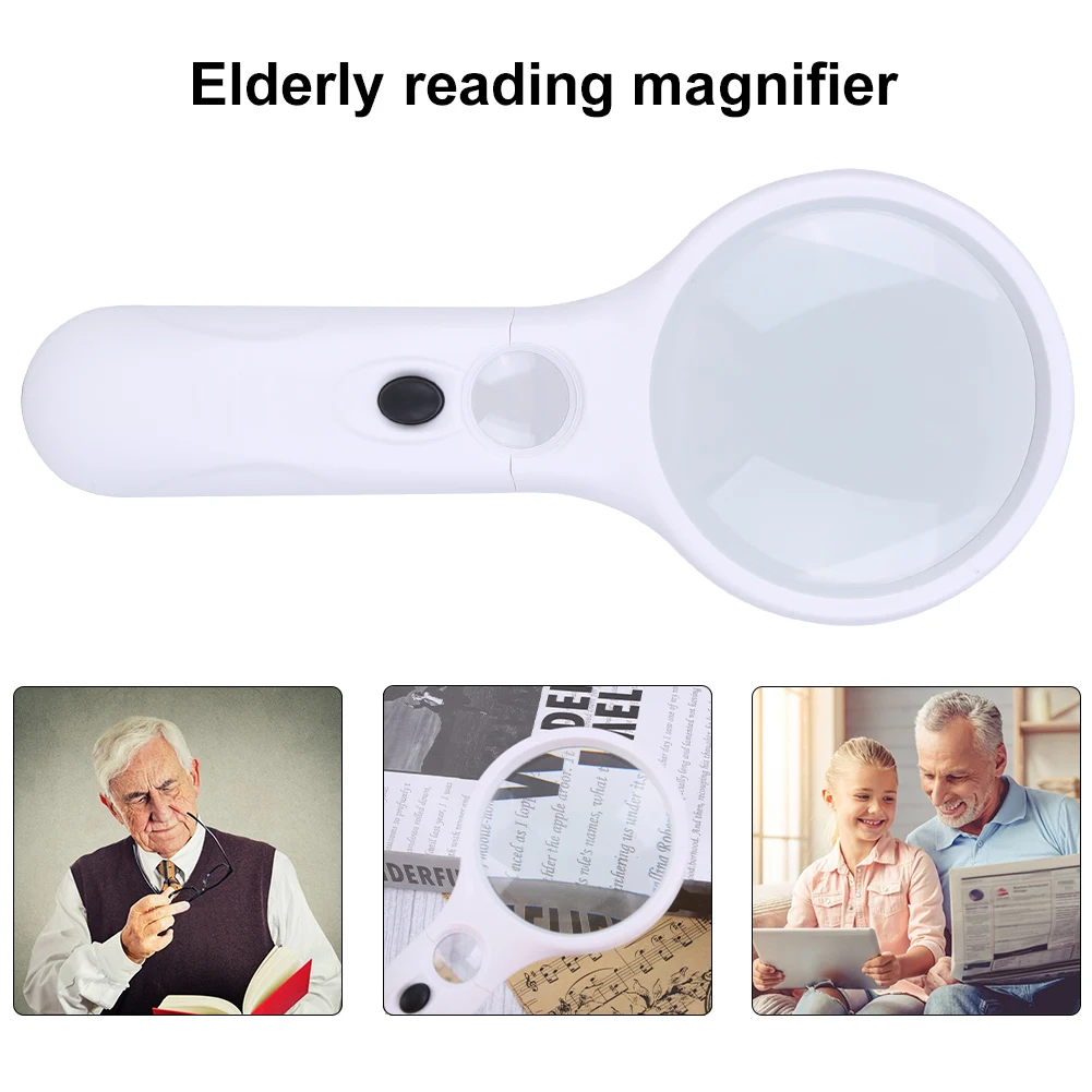 

3X 45X Magnifying Glass Handheld Illuminated Lighted Magnifier Portable Magnifying Glass Lens for Reading/Jewellery Assessment
