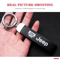 cute metal leather car styling keychain key rings mens womens gifts auto interior for jeep renegade compass grand cherokee wra