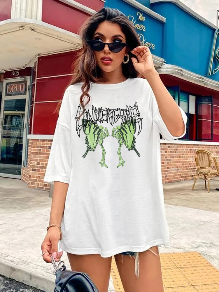 

2023 New Women's T-shirt Tops Streetwear T Shirt Harajuku Ulzzang Tshirt Retro Y2k Clothes Goth Tees Butterfly Printed T-shirts