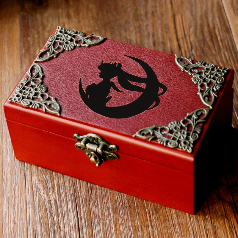 

HP Potters Movie Cosplay Props Sailor Moon Music Box Wooden Jewelry Box Organizer Holder Birthday Valentine's Day Gift For Women