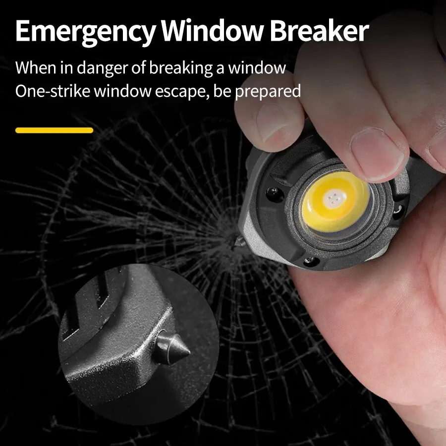 Портативный мини-брелок-фонарик COB с 7 режимами освещения включает оконный